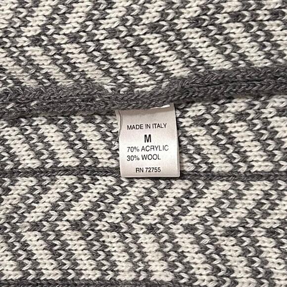 Bianca G Wwomen's cardigan sweater wool acrylic blend grey white Medium NWT - Picture 5 of 6